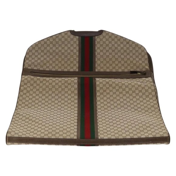GUCCI GG Canvas Web Sherry Line Garment Cover Beige Red Green Auth 143581 - Picture 7 of 16